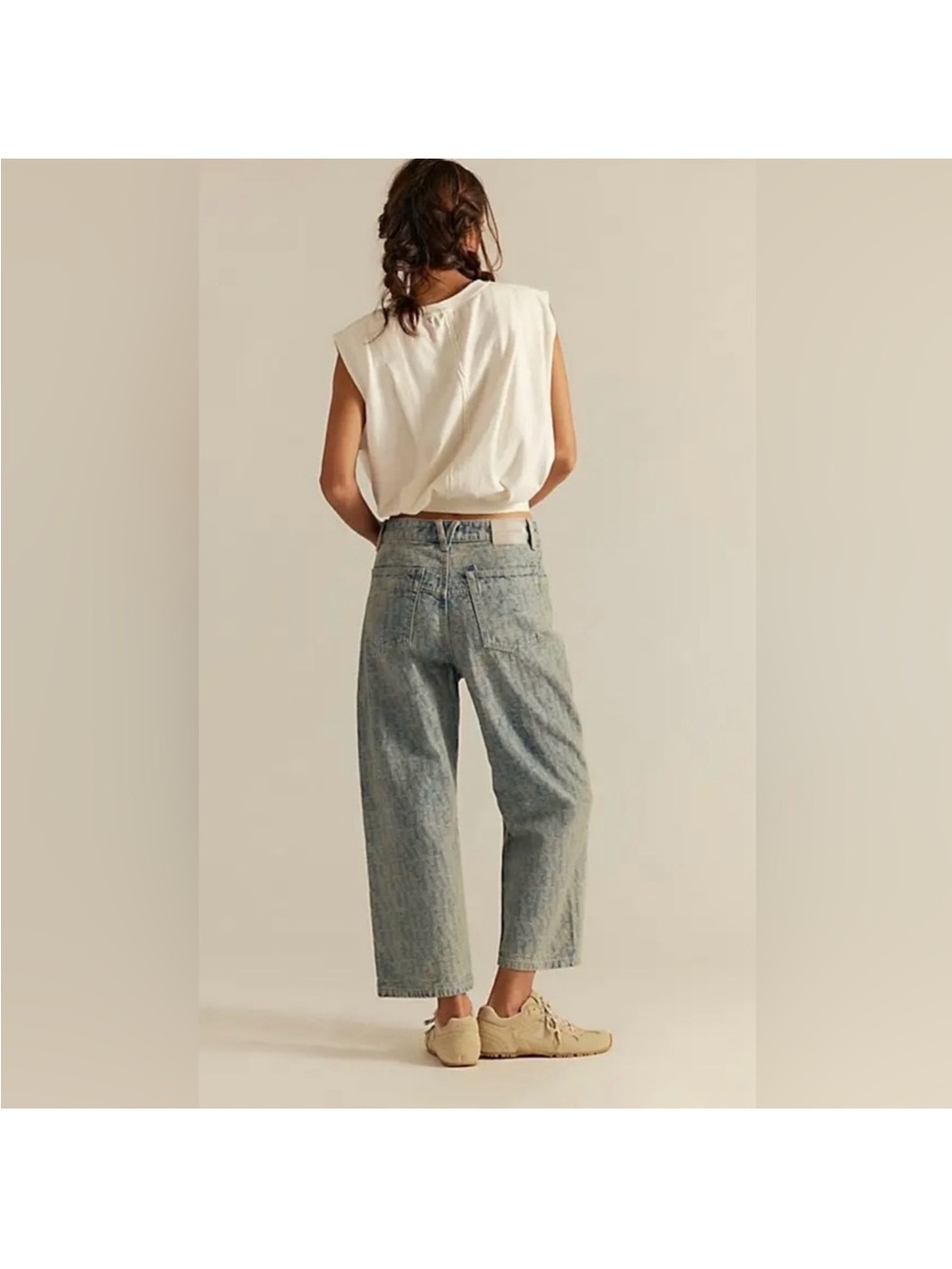 NEW Free People We The Free Deep Trance Jacquard Letter Boyfriend Denim Jeans 27 - Picture 4 of 15
